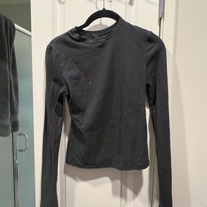 Skims cotton jersey long sleeve shirt in black size small